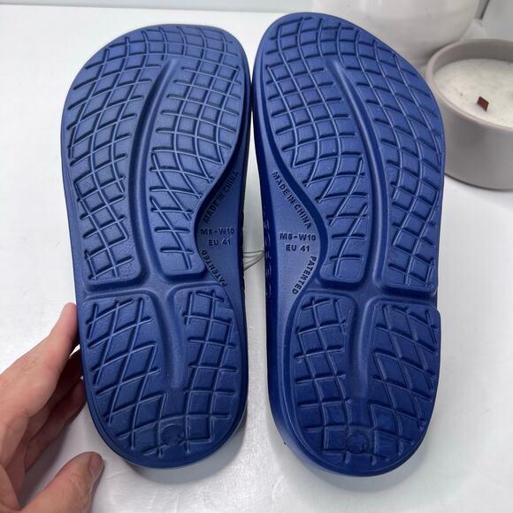 OOFOS OOahh Sport Slide Slip On Blue Women 10/Men 8 NWT Cushion Comfort Shoe - Picture 8 of 10